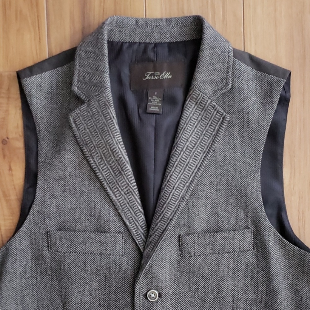 Tasso Elba Mens Herringbone Suit Vest